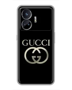 Чехол для Realme GT5 с картинкой «Gucci — золото на черном»