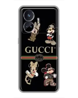 Чехол для Realme GT5 с картинкой «Gucci — герои Disney и монограмма»