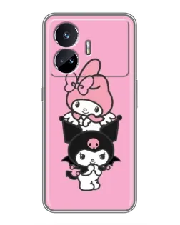 Чехол для Realme GT5 с картинкой «Трио My Melody и Kuromi»