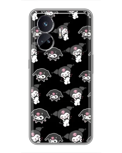 Чехол для Realme GT5 с картинкой «Черный паттерн Kuromi»
