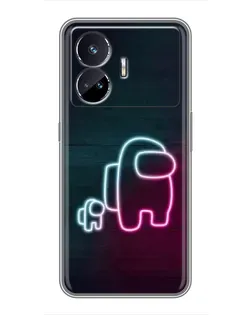 Чехол для Realme GT5 с картинкой «Among Us неон-арт»