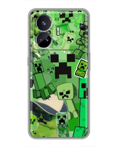 Чехол для Realme GT5 с картинкой «Криперы Minecraft»