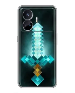 Чехол для Realme GT5 с картинкой «Алмазный меч неон»