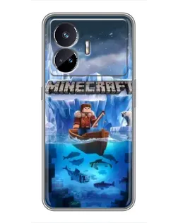 Чехол для Realme GT5 с картинкой «Minecraft ледяной мир»