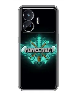 Чехол для Realme GT5 с картинкой «Minecraft Diamond лого»