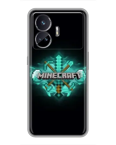 Чехол для Realme GT5 с картинкой «Minecraft Diamond лого»