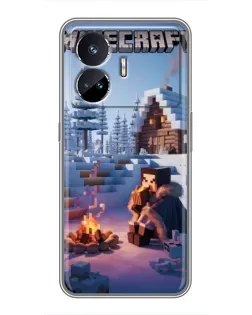 Чехол для Realme GT5 с картинкой «Зимний Minecraft»