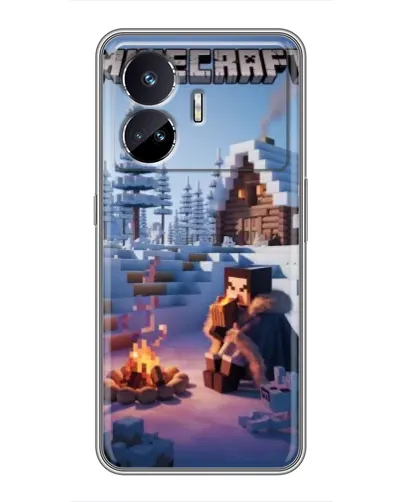 Чехол для Realme GT5 с картинкой «Зимний Minecraft»