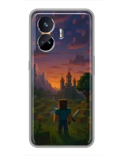 Чехол для Realme GT5 с картинкой «Стив у башни»