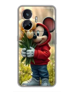 Чехол для Realme GT5 с картинкой «Микки с тюльпанами»