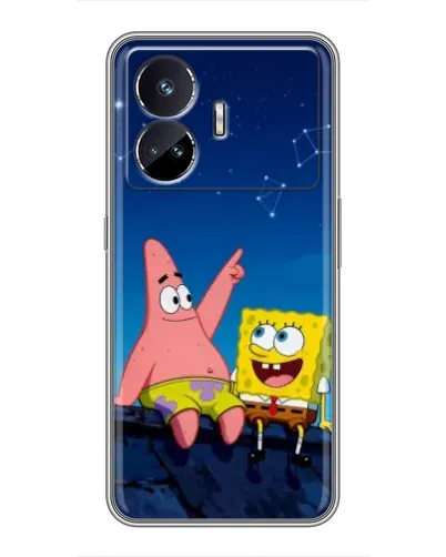 Чохол для Realme GT5 з картинкою «Губка Боб та Патрік вночі»