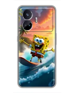 Чохол для Realme GT5 з картинкою «Губка Боб серфінгіст»