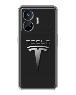 Чохол для Realme GT5 з картинкою «Сталевий логотип Tesla»