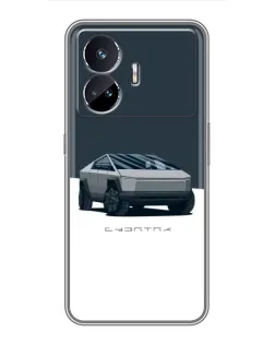 Чохол для Realme GT5 з картинкою «Сріблястий Cybertruck Tesla»
