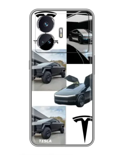 Чохол для Realme GT5 з картинкою «Колаж Cybertruck Tesla»