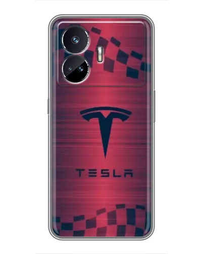 Чохол для Realme GT5 з картинкою «Тесла червоний карбон»