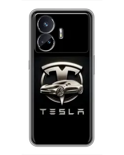 Чохол для Realme GT5 з картинкою «Tesla — срібне авто»