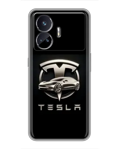 Чохол для Realme GT5 з картинкою «Tesla — срібне авто»
