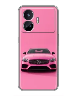 Чехол для Realme GT5 с картинкой «Розовый Mercedes AMG»