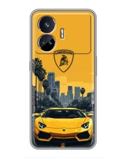 Чохол для Realme GT5 з картинкою «Жовтий Lamborghini місто»