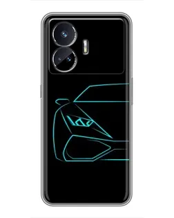 Чохол для Realme GT5 з картинкою «Блакитний силует Lamborghini»