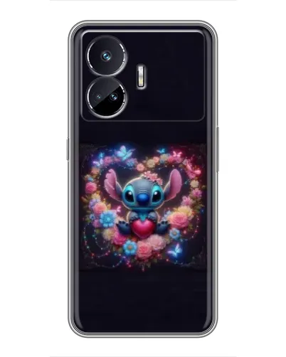 Чехол для Realme GT5 с картинкой «Stitch в цветах» Чехол для Realme GT5 с картинкой «Stitch в цветах»