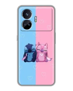 Чехол для Realme GT5 с картинкой «Stitch и Angel Love»
