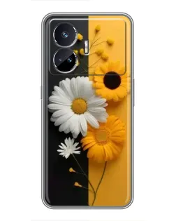 Чехол для Realme GT5 с картинкой «Подсолнух и ромашка»