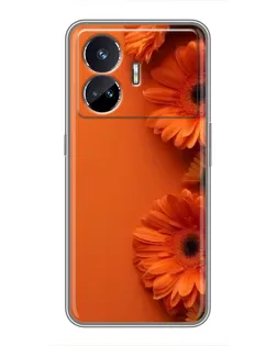 Чехол для Realme GT5 с картинкой «Оранжевые герберы»