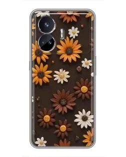 Чехол для Realme GT5 с картинкой «Узор из маленьких подсолнухов»