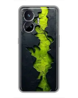 Чехол для Realme GT5 с картинкой «Салатовый разлом скалы»