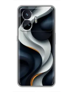 Чехол для Realme GT5 с картинкой «Объемные черно-белые ленты»