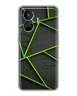 Чехол для Realme GT5 с картинкой «Зеленые геометрические линии»
