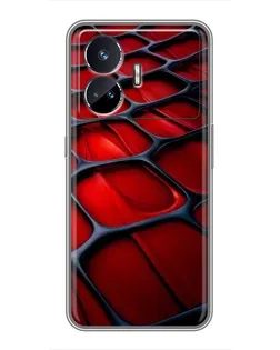 Чехол для Realme GT5 с картинкой «Красная глянцевая сетка»
