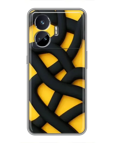 Чехол для Realme GT5 с картинкой «Черное желтое переплетение»