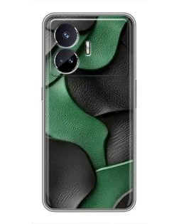 Чехол для Realme GT5 с картинкой «Зеленые кожаные волны»