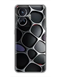 Чехол для Realme GT5 с картинкой «Объемная темная решетка»