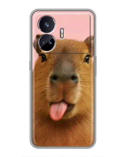 Чехол для Realme GT5 с картинкой «Капибара с языком»