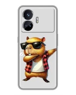 Чехол для Realme GT5 с картинкой «Капибара рэпер даб»