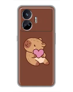 Чехол для Realme GT5 с картинкой «Капибара с сердцем»