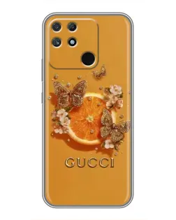 Чехол для Realme NARZO 30A с картинкой «Gucci — золотые бабочки»