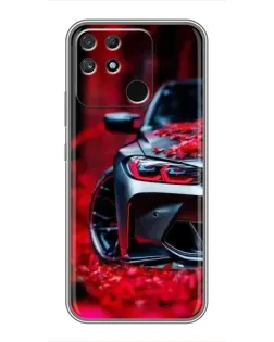 Чохол для Realme NARZO 30A з картинкою «Спортивна BMW та квіти»