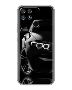 Чехол для Realme NARZO 30A с картинкой «Черная BMW — профиль»