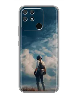 Чехол для Realme NARZO 30A с картинкой «Герой PUBG на скале»