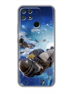 Чехол для Realme NARZO 30A с картинкой «Десант PUBG — прыжок»