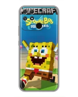 Чехол для Realme NARZO 30A с картинкой «Губка Боб Minecraft»