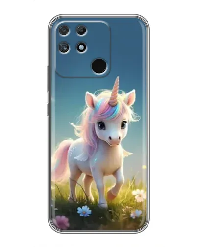Чехол для Realme NARZO 30A с картинкой «Единорог на поляне»