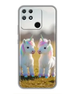 Чехол для Realme NARZO 30A с картинкой «Пара единорогов»
