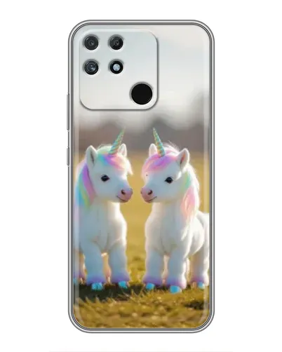 Чехол для Realme NARZO 30A с картинкой «Пара единорогов»