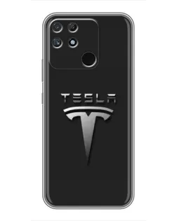 Чехол для Realme NARZO 30A с картинкой «Стальной логотип Tesla»